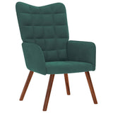 Relaxing Chair with Stool Dark Green Velvet - Top-Down View