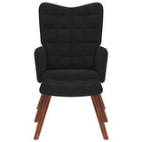 Relaxing Chair with Stool Black Velvet