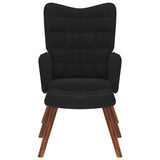 Relaxing Chair with Stool Black Velvet - Side View