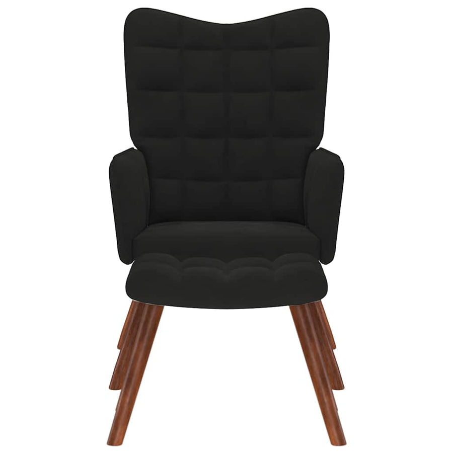Relaxing Chair with Stool Black Velvet