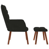 Relaxing Chair with Stool Black Velvet - Rear View