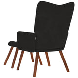 Relaxing Chair with Stool Black Velvet - Close-Up Angle
