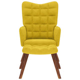 Relaxing Chair with Stool Yellow Velvet