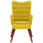 Relaxing Chair with Stool Yellow Velvet