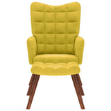 Relaxing Chair with Stool Yellow Velvet - Side View