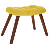 Relaxing Chair with Stool Yellow Velvet - 45-Degree Angle