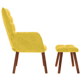 Relaxing Chair with Stool Yellow Velvet - Rear View