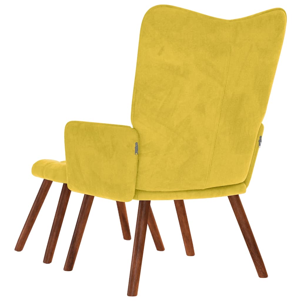 Relaxing Chair with Stool Yellow Velvet