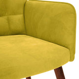 Relaxing Chair with Stool Yellow Velvet - Low Angle