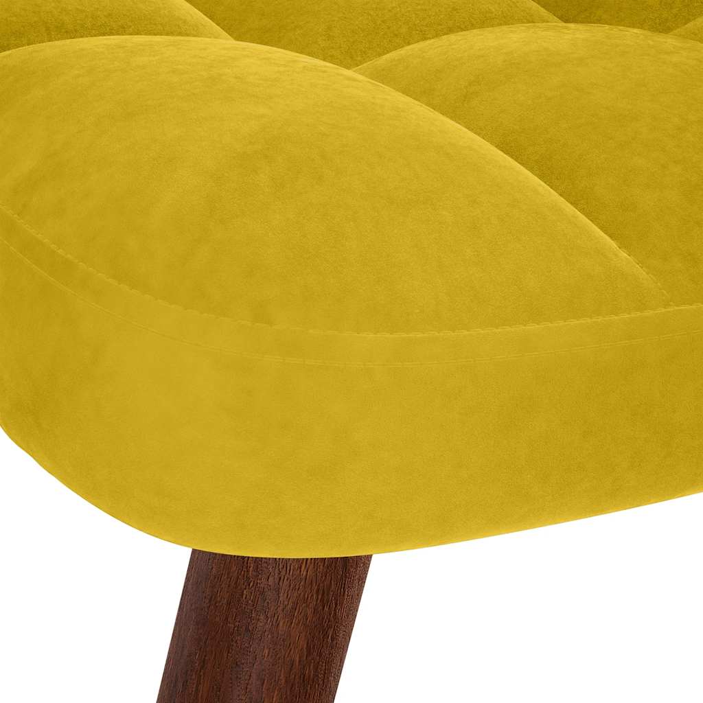 Relaxing Chair with Stool Yellow Velvet