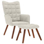 Relaxing Chair with Stool Cream Velvet