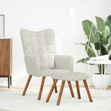 Relaxing Chair with Stool Cream Velvet