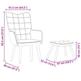 Relaxing Chair with Stool Cream Velvet