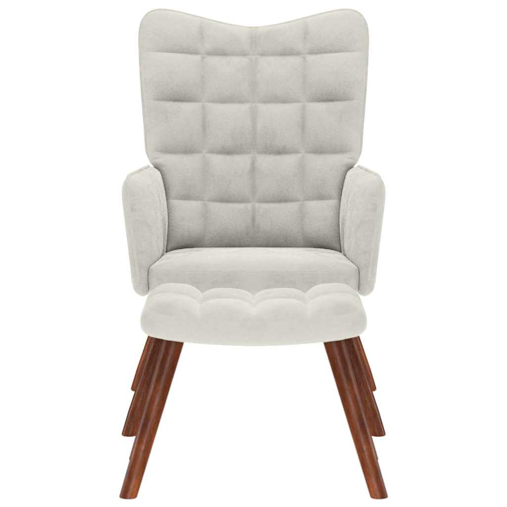 Relaxing Chair with Stool Cream Velvet