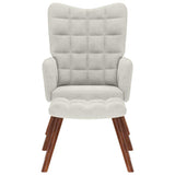 Relaxing Chair with Stool Cream Velvet