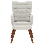 Relaxing Chair with Stool Cream Velvet