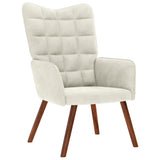 Relaxing Chair with Stool Cream Velvet - Top-Down View