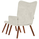 Relaxing Chair with Stool Cream Velvet