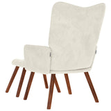 Relaxing Chair with Stool Cream Velvet - Close-Up Angle