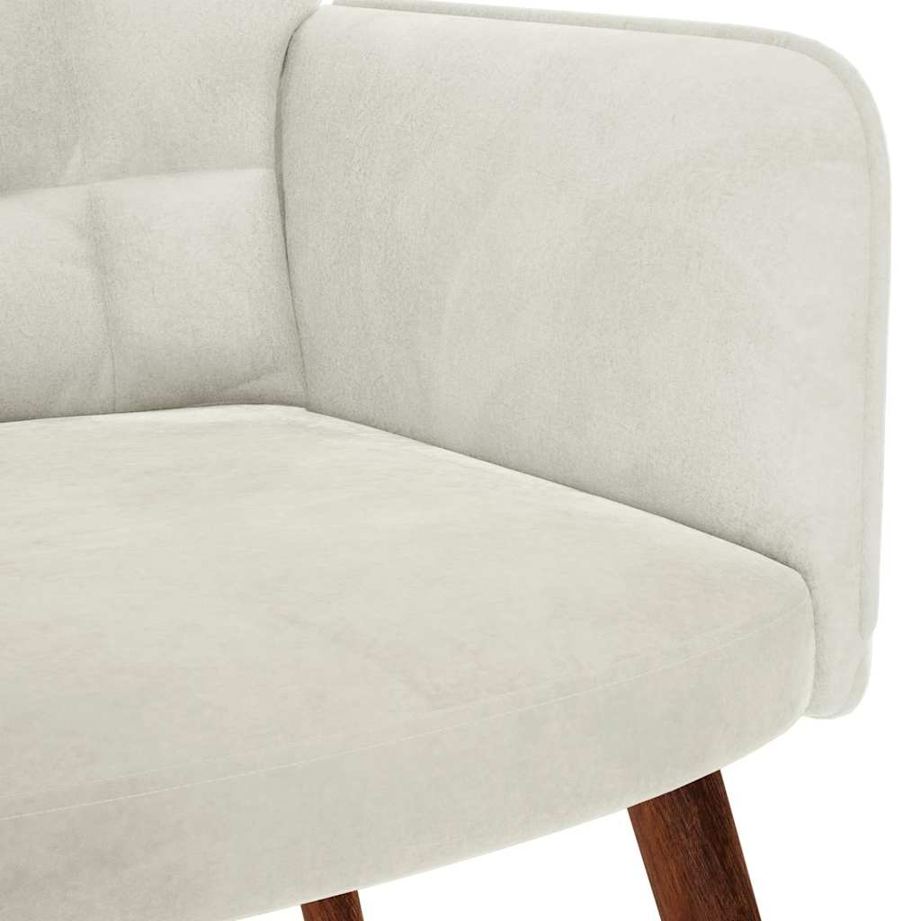 Relaxing Chair with Stool Cream Velvet