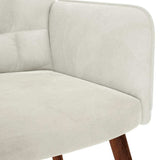 Relaxing Chair with Stool Cream Velvet