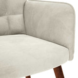 Relaxing Chair with Stool Cream Velvet - Low Angle