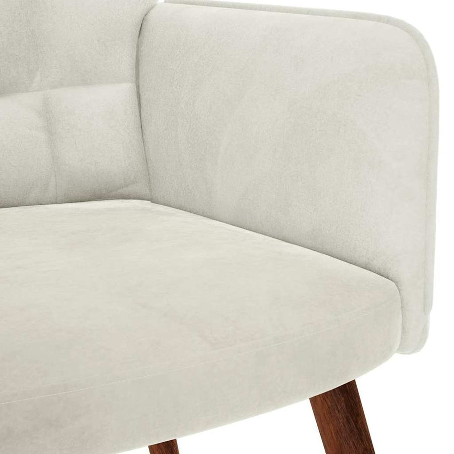 Relaxing Chair with Stool Cream Velvet