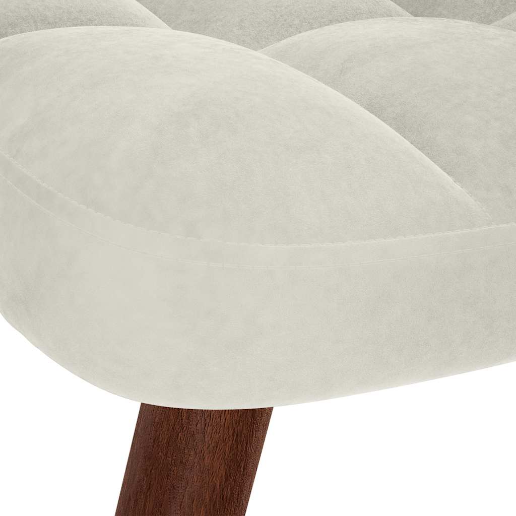 Relaxing Chair with Stool Cream Velvet