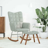 Rocking Chair with Stool Light Grey Velvet