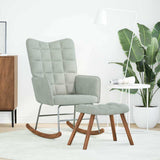 Rocking Chair with Stool Light Grey Velvet - Front View