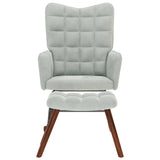 Rocking Chair with Stool Light Grey Velvet - Side View