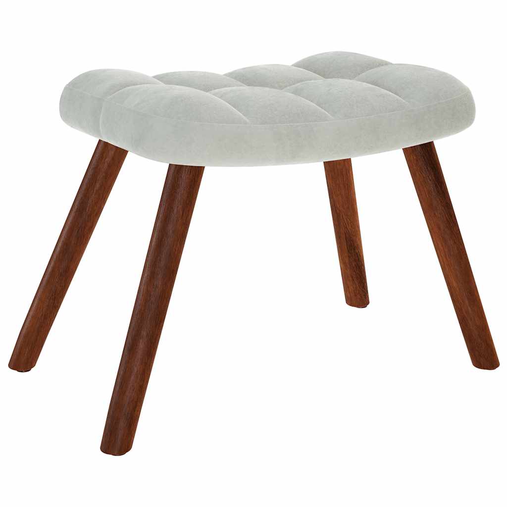 Rocking Chair with Stool Light Grey Velvet