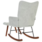 Rocking Chair with Stool Light Grey Velvet - Close-Up Angle