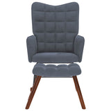 Rocking Chair with Stool Dark Grey Velvet - Side View