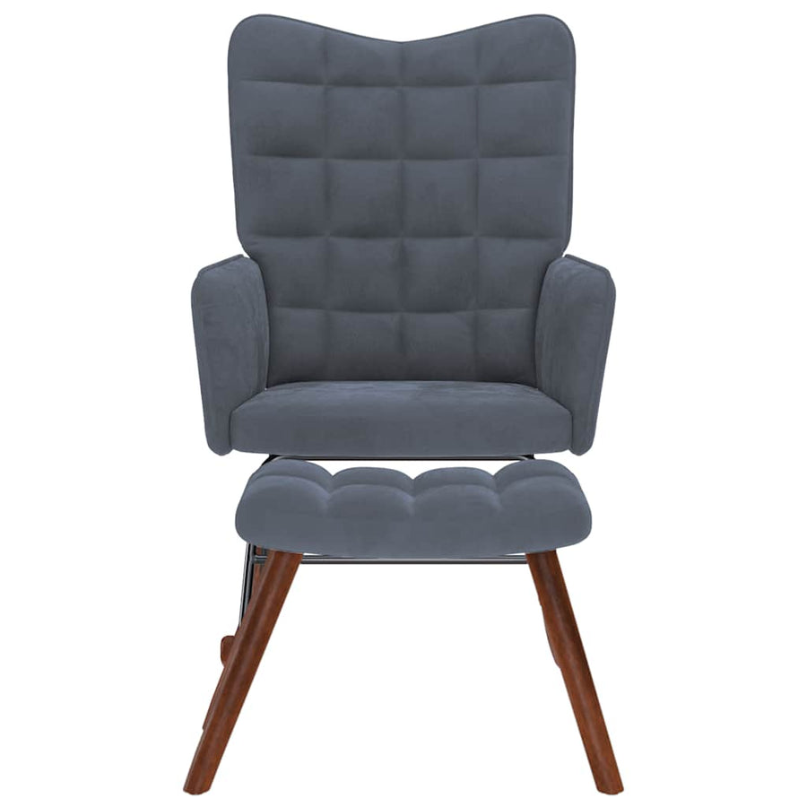 Rocking Chair with Stool Dark Grey Velvet