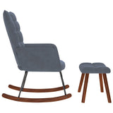 Rocking Chair with Stool Dark Grey Velvet - Rear View