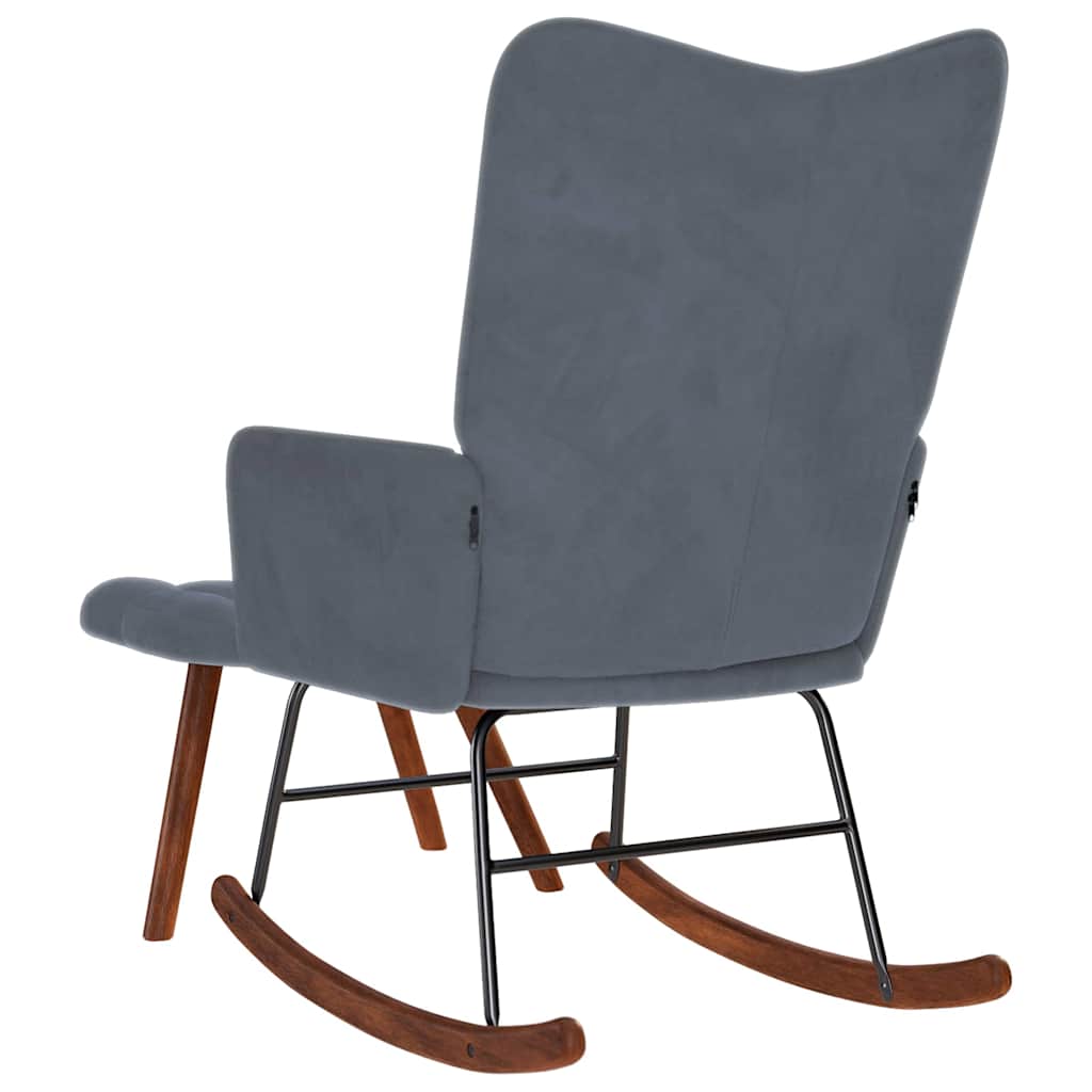 Rocking Chair with Stool Dark Grey Velvet