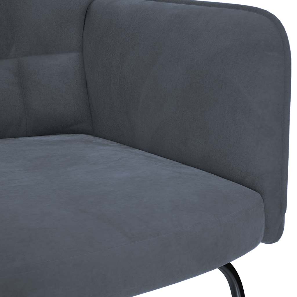 Rocking Chair with Stool Dark Grey Velvet