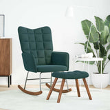 Rocking Chair with Stool Dark Green Velvet