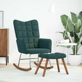 Rocking Chair with Stool Dark Green Velvet - Front View