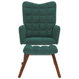 Rocking Chair with Stool Dark Green Velvet - Side View