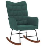 Rocking Chair with Stool Dark Green Velvet - Top-Down View