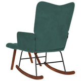 Rocking Chair with Stool Dark Green Velvet - Close-Up Angle