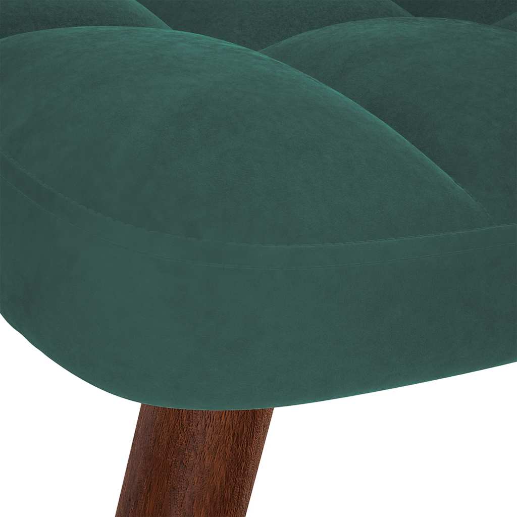 Rocking Chair with Stool Dark Green Velvet