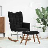 Rocking Chair with Stool Black Velvet - Front View
