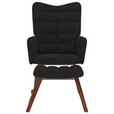 Rocking Chair with Stool Black Velvet