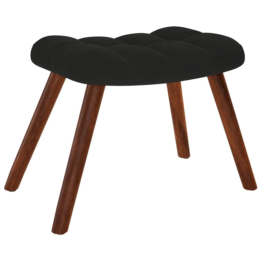 Rocking Chair with Stool Black Velvet