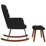 Rocking Chair with Stool Black Velvet - Rear View