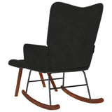 Rocking Chair with Stool Black Velvet - Close-Up Angle