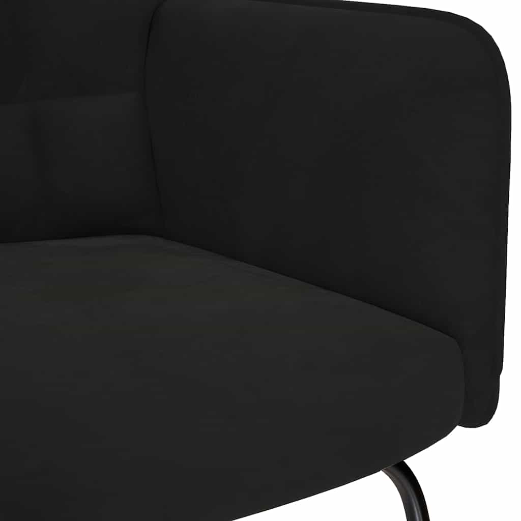 Rocking Chair with Stool Black Velvet
